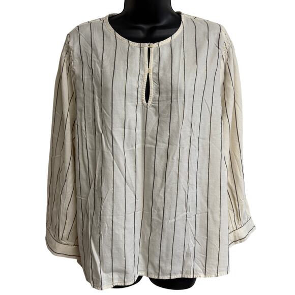 Old Navy Tops - Old Navy Women Top Blouse Size XL Extra Large Ivory Stripe Long Sleeve NWT New